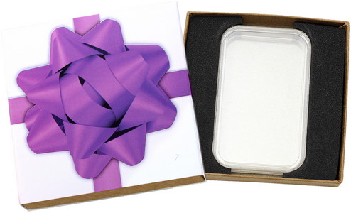 SilverTowne Natural Kraft Paper Gift Box with Purple Bow Box Sleeve & Capsule - Product Packaging [Add $5.00]